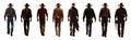 cowboy collection. wild west, old west, full view, back view. transparent background. silhouette collection of various cowboys