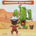Cowboy cook a moonshine of cactus in the wild West
