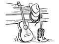 Cowboy Country music with cowboy Western boots and hat