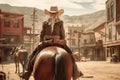 Cowboy cowboy walking wild west. Generate Ai Royalty Free Stock Photo
