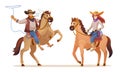 Cowboy and cowgirl riding horse Royalty Free Stock Photo