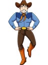 Cowboy Dance Cartoon Colored Clipart Illustration