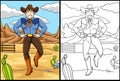 Cowboy Dance Coloring Page Colored Illustration