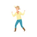 Cowboy Dancing at Folklore Party, Festa Junina Brazil June Festival Vector Illustration