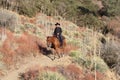 Cowboy on a desert mountain trail. Royalty Free Stock Photo