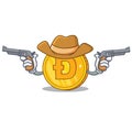 Cowboy Dodgecoin character cartoon style