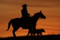 Cowboy and Dog Silhouette Royalty Free Stock Photo