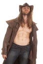 Cowboy duster long hair no shirt looking