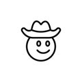 Cowboy emoji outline icon. Signs and symbols can be used for web, logo, mobile app, UI, UX