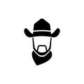 Cowboy face icon isolated vector on white