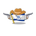 Cowboy flag israel isolated with the cartoon