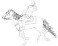 Cowboy, galloping on horseback with a revolver