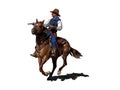 Cowboy with gun demonstrating mounted shooting clipart Royalty Free Stock Photo