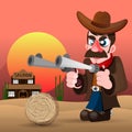 Cowboy with gun and hat vector illustration