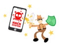 cowboy america stop hack protection system cartoon doodle flat design vector illustration Royalty Free Stock Photo