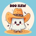 Cowboy Halloween ghost, cartoon holiday character. Vector illustrtation.