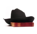 Cowboy hat and bible Royalty Free Stock Photo