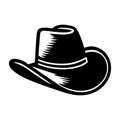 Cowboy hat black icon isolated on white background. Brown sheriff headdress. Wild west element. Vector illustration Royalty Free Stock Photo