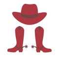 Cowboy hat and cowboy boots with spurs isolated Royalty Free Stock Photo