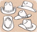 Cowboy hat collection on white for design Royalty Free Stock Photo