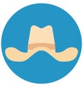 Cowboy Hat Color Isolated Vector Icon that easily can be modified and edit.