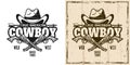 Cowboy hat and crossed pistols vector emblem Royalty Free Stock Photo