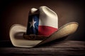 A cowboy hat decorated with details of the Texas flag - a lone star Royalty Free Stock Photo