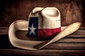 A cowboy hat decorated with details of the Texas flag - a lone star Royalty Free Stock Photo