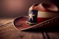 A cowboy hat decorated with details of the Texas flag - a lone star Royalty Free Stock Photo