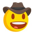 Cowboy Hat Emoji Icon Illustration Sign. Adventurer Vector Symbol Emoticon Design Vector Clip Art.