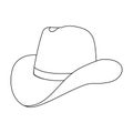 Cowboy hat icon in outline style isolated on white background. Rodeo symbol. Royalty Free Stock Photo