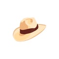 Cowboy hat icon with ribbon or hat band. Simple cartoon hat illustration. floppy hat. broad-brimmed hat,