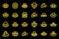 Cowboy hat icons set vector neon Royalty Free Stock Photo