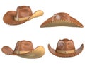 Cowboy hat isolated on white background, various views, 3d rendering