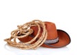 cowboy hat with a lasso Royalty Free Stock Photo