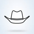 Cowboy hat line art icon isolated on white background. Vector illustration Royalty Free Stock Photo