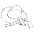 Cowboy Hat Pistol Revolver Gun Royalty Free Stock Photo