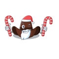 Cowboy hat santa bring candy with the cartoon character