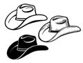 Cowboy hat. Set of American traditional Western hats isolated