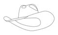 Cowboy hat silhouette. Continuous line drawing of gunslinger apparel. Cow boy hat drawn in simple minimalist outline Royalty Free Stock Photo