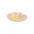 Cowboy hat with star icon, cartoon style Royalty Free Stock Photo
