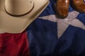 Cowboy hat and Texas flag Royalty Free Stock Photo