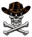 Cowboy Hat Western Skull Pirate Cross Bones