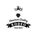 Cowboy hat. Wild West Label. Rodeo Competition Badge. Western Illustration. Vector Isolated On White