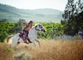 Yeeha. A cowboy on his horse. Royalty Free Stock Photo