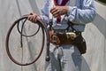 Cowboy holding a bull whip