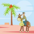 Cowboy on horse with palm, eps.