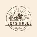 Cowboy horse silhouette rodeo texas Vintage Retro Western Country Stamp Emblem Logo design template