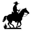 Cowboy on horse silhouette vector illustration isolated on white background Royalty Free Stock Photo