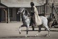 Cowboy on horseback white